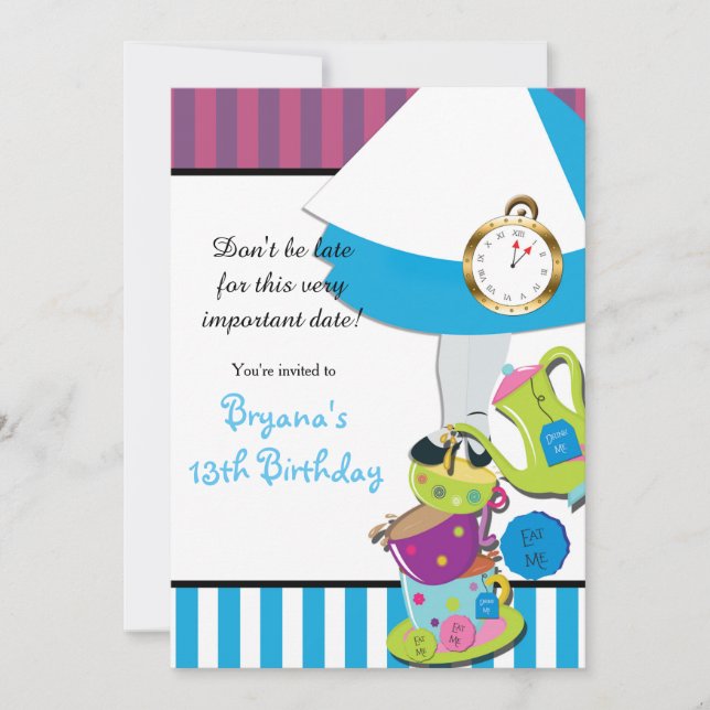 Convite Festa de Aniversário do CHÁ MALUCO da Alice no Paí (Frente)