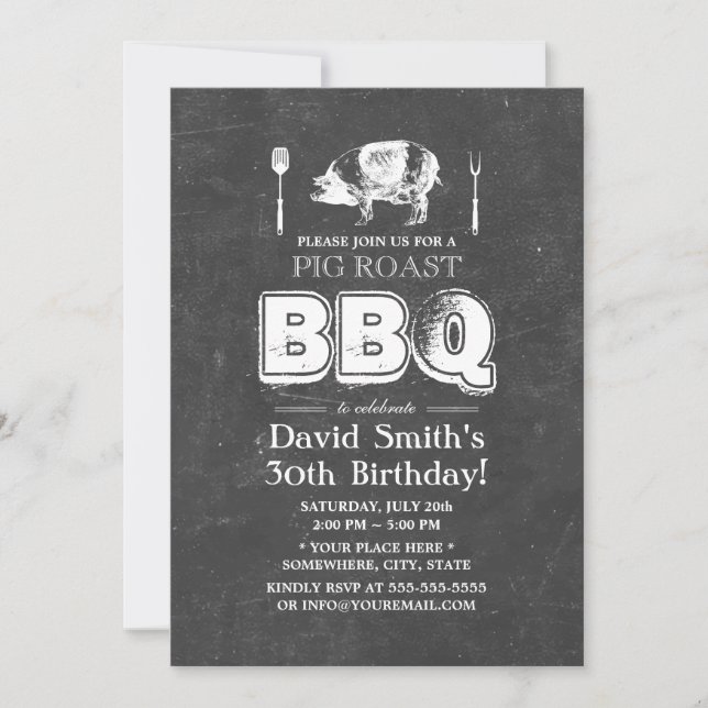 Convite Festa de aniversário do CHURRASCO de rosca de porc (Frente)