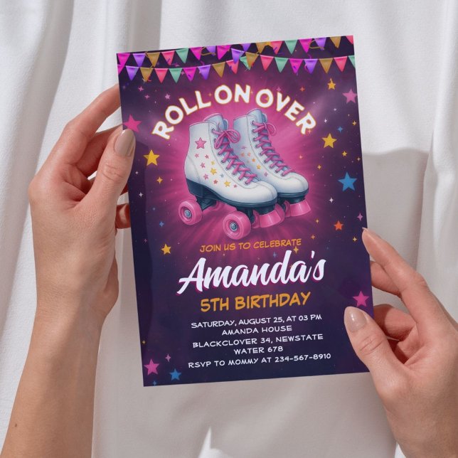 Convite Festa de aniversário do cilindro Skate - Galáxia e (ROLLER SKATE 2)