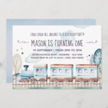 Festa de aniversário do comboio de aquarelas