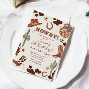 Convite Festa de Aniversário do Cowboy Country Western do 