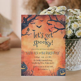 Convite Festa de aniversário do Dia das Bruxas de Laranja 