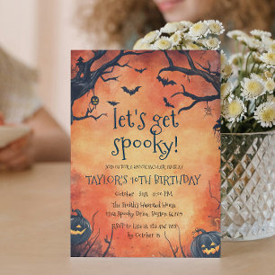 Convite Festa de aniversário do Dia das Bruxas de Laranja 