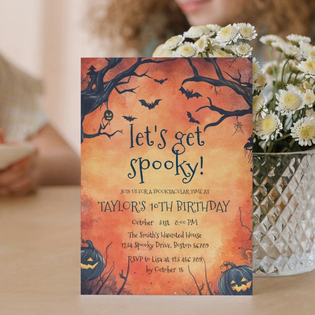 Convite Festa de aniversário do Dia das Bruxas de Laranja  (Criador carregado)