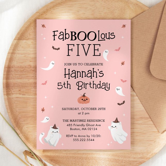 Convite Festa de aniversário do Dia das Bruxas Rosa e Negr (Criador carregado)