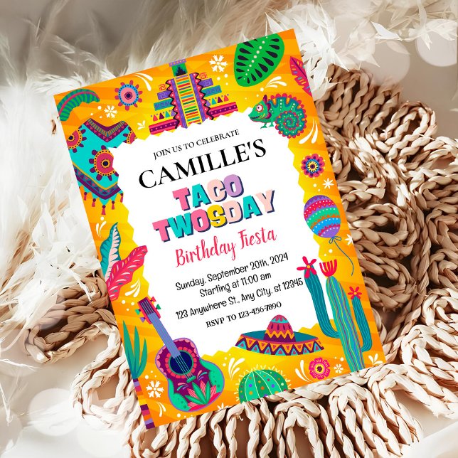 Convite Festa de Aniversário do Dia de Taco de Segunda-fei (Criador carregado)