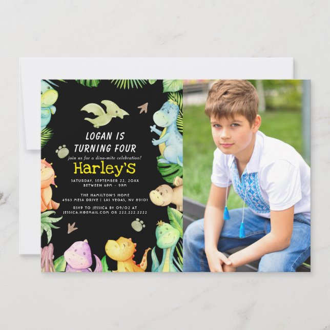 Convite Festa de aniversário do dinossauro (Frente)