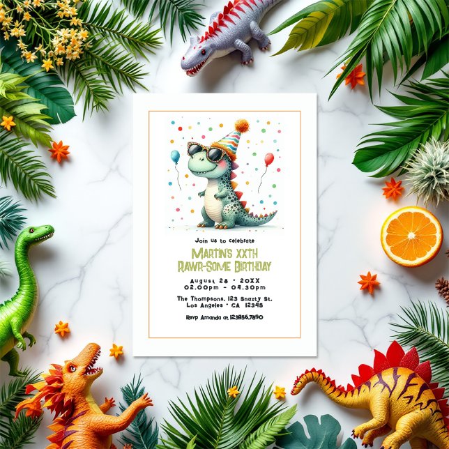 Convite Festa de aniversário do dinossauro (Dinosaur Birthday Party Invitation)