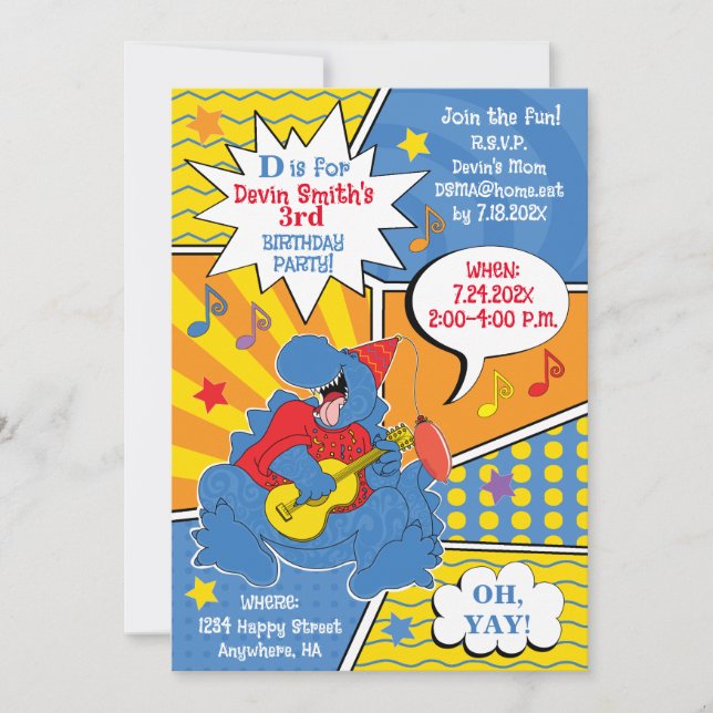 Convite Festa de aniversário do dinossauro (Frente)