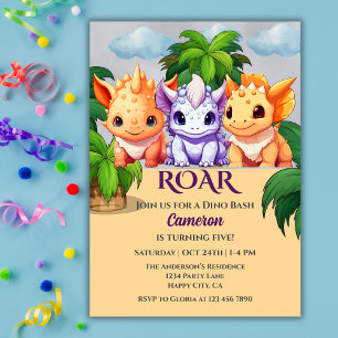 Convite Festa de aniversário do Dinossauro do Criança, um 
