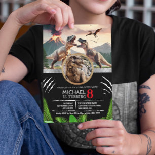 Convite Festa de Aniversário do Dinossauro Pré-Histórico T