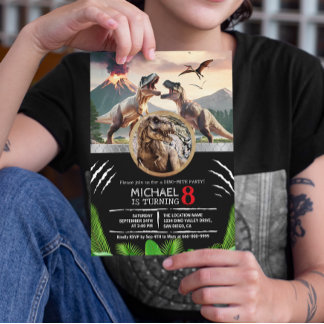 Convite Festa de Aniversário do Dinossauro Pré-Histórico T
