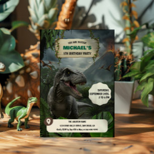 Convite Festa de Aniversário do Dinossauro Pré-Histórico T