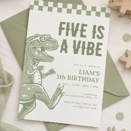Convite Festa de Aniversário do Dinossauro T Rex Verde Ret