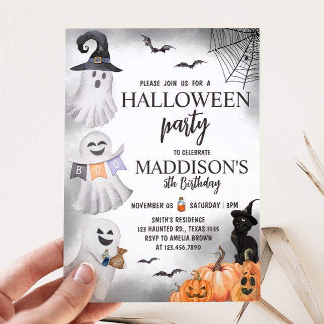 Convite Festa de aniversário do Fantasma Halloween (Ghost Little Boo Halloween Birthday Party Invitation)