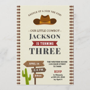 Convite Festa de aniversário do Garoto do Saloon Ocidenta