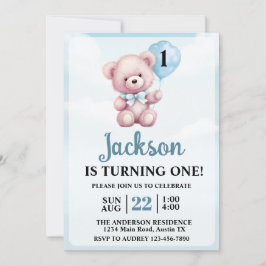 Convite Festa de aniversário do Garoto do Urso Bonito