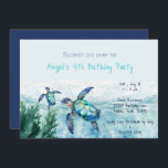 Convite Festa de Aniversário do Garoto Tartaruga Marinha I<br><div class="desc">Convite para Festa de Aniversário do Garoto Tartaruga Marinha. Aquarela do oceano com tartarugas marinhas. Venha nadando. Gênero neutro.</div>