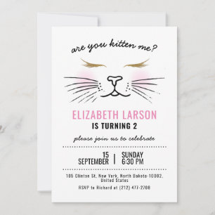 Convite Festa de Aniversário do Gatinho Engraçado Kids