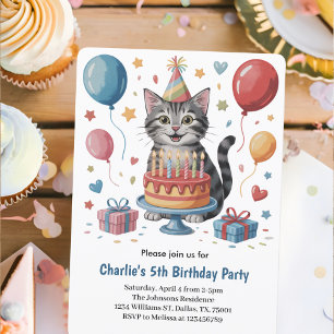 Convite Festa de Aniversário do Gato dos Meninos Fofos