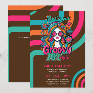 Convite festa de aniversário do Groovy Boogie Retro Disco