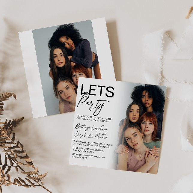 Convite Festa de aniversário do Grupo de Fotos do Lado Dup (Criador carregado)