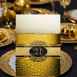 Convite Festa de Aniversário do Homem Cerveja Preta Ouro 2
