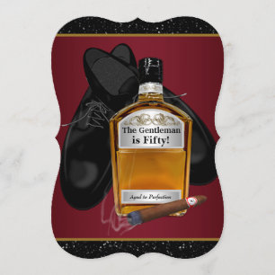 Convite Festa de Aniversário do Homem com Whisky e Charuto