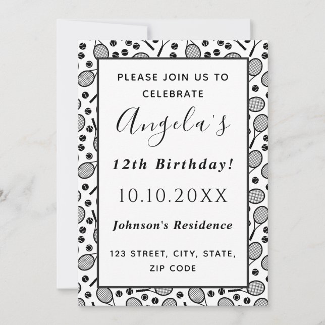 Convite Festa de aniversário do jogador de tênis (Frente)