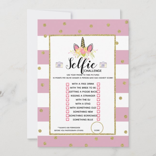 Convite Festa de aniversário do jogo do desafio de Selfie (Frente)