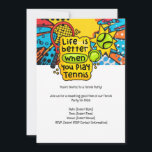 Convite Festa de aniversário do Kid tênis<br><div class="desc">Celebre o dia especial do seu filho com o nosso Convite de aniversário Tênis! Este design vibrante e esportivo é perfeito para entusiastas tênis de todas as idades. A frente apresenta uma ilustração dinâmica de tênis com espaço para personalizar o nome e os detalhes da festa do seu filho. Na...</div>