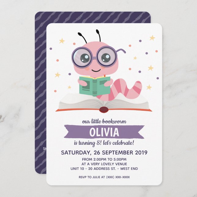 Convite Festa de aniversário do livro roxo (Frente/Verso)