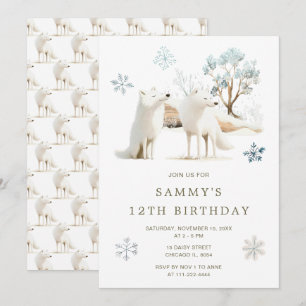 Convite Festa de aniversário do Lobo Ártico de inverno