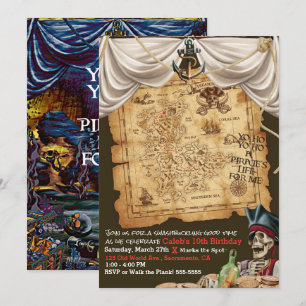 Convite Festa de Aniversário do Mapa do Tesouro Pirata Sob