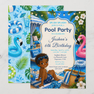 Convite Festa de Aniversário do Menino na Piscina Azul