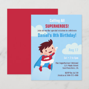 Convite Festa de Aniversário do Menino Super-Herói Voador