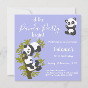 Convite Festa de Aniversário do Menino Urso Panda Fofo 