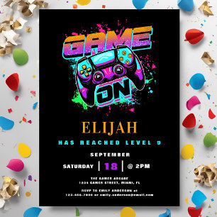 Convite Festa de aniversário do Modern Arcade Gamer Boy