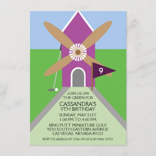 Convite Festa de aniversário do moinho de vento do mini