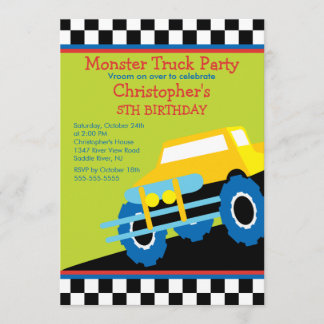 Convite Festa de aniversário do monster truck para meninos