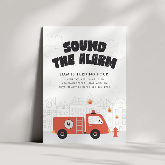 Convite Festa de aniversário do Motor de Bombeiros de Cami (Criador carregado)