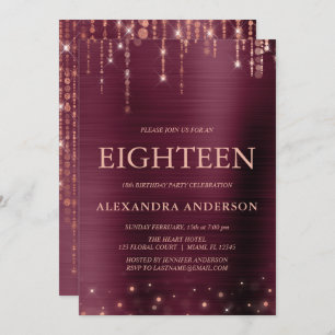 Convite Festa de aniversário do ouro décimo oitavo