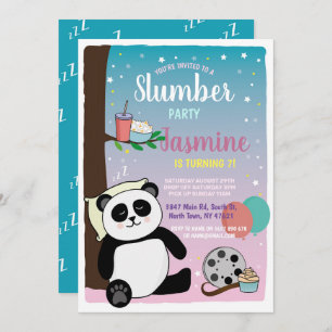 Convite Festa de Aniversário do Panda Slumber Filmes Cutes