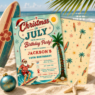 Convite Festa de Aniversário do Papai Noel Surfista no Nat