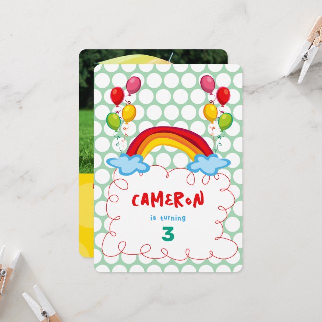 Convite Festa de aniversário do Rainbows e Balões (Frente/Verso In Situ)