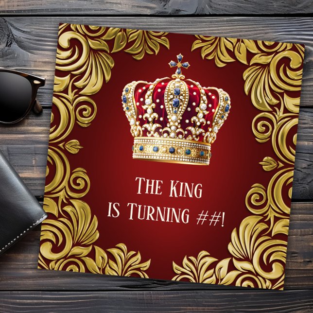Convite Festa de Aniversário do Rei (Mans king any number birthday or event invitation. All text, font, wording can be changed.)