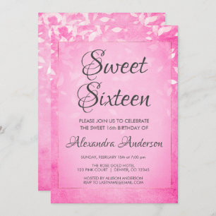 Convite Festa de aniversário do rosa e a branca do doce 16