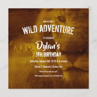 Convite Festa de aniversário do safari do leão & da zebra