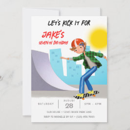 Convite Festa de aniversário do Skate de Fotos do Skateboa