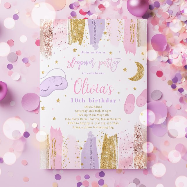 Convite Festa de aniversário do Sleepover Sleepover Partid (Criador carregado)